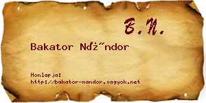 Bakator Nándor névjegykártya
